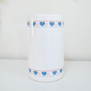 Vintage 80s Lillian Vernon Heart Dot Stripe Utensil Crock Vase